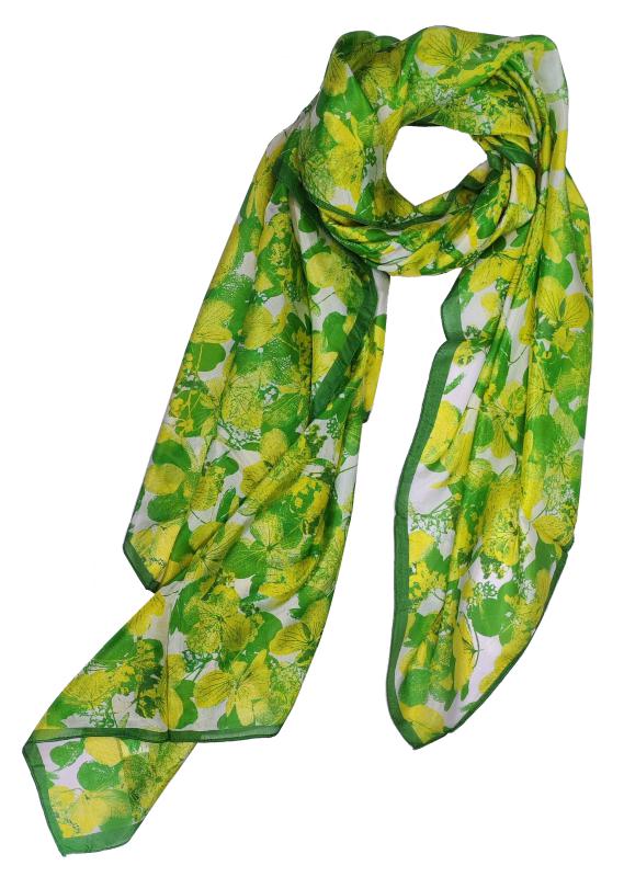 Scarf 100% Silk Paj Green Yellow